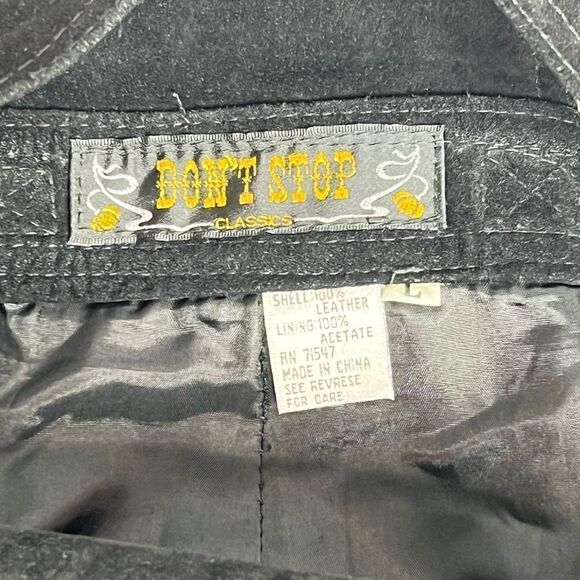 Vintage Don’t Stop black suede short overalls size L - Picture 15 of 16